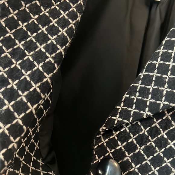 Chico cotton wool navy blazer size 2 black and white diamond design workwear - Picture 12 of 15
